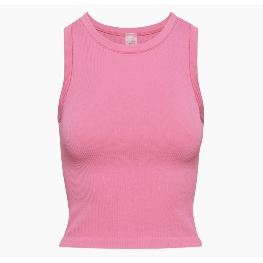Sunday Best Hot Pink Ribbed Crop Tank Top Womens Size Medium